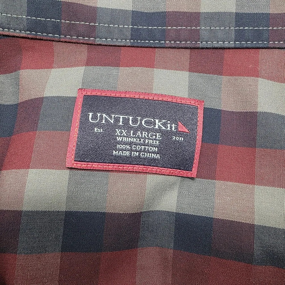 UNTUCKit Shirt Mens 2XL Plaid Pomerol WF Wrinkle Free Button‎ Down Casual
